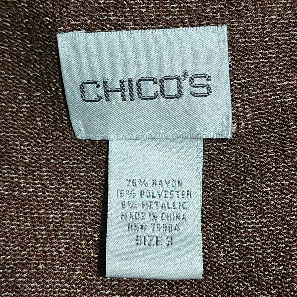 Chico's Womens Long Cardigan Brown Gold Embellished Button Up Size 3 XL 16 - Picture 8 of 10